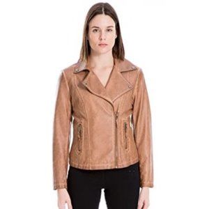 Max Studio Women's Faux Leather Jacket - Cognac Brown Color - Size XL - NWT